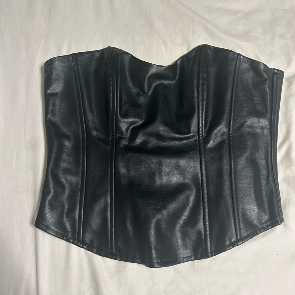 Fashion Nova Black Leather Look Top